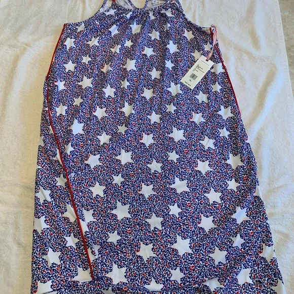 vineyard vines halter dress Vineyard Vines women's blue/white mirrored leaves trapeze halter dress sz 0